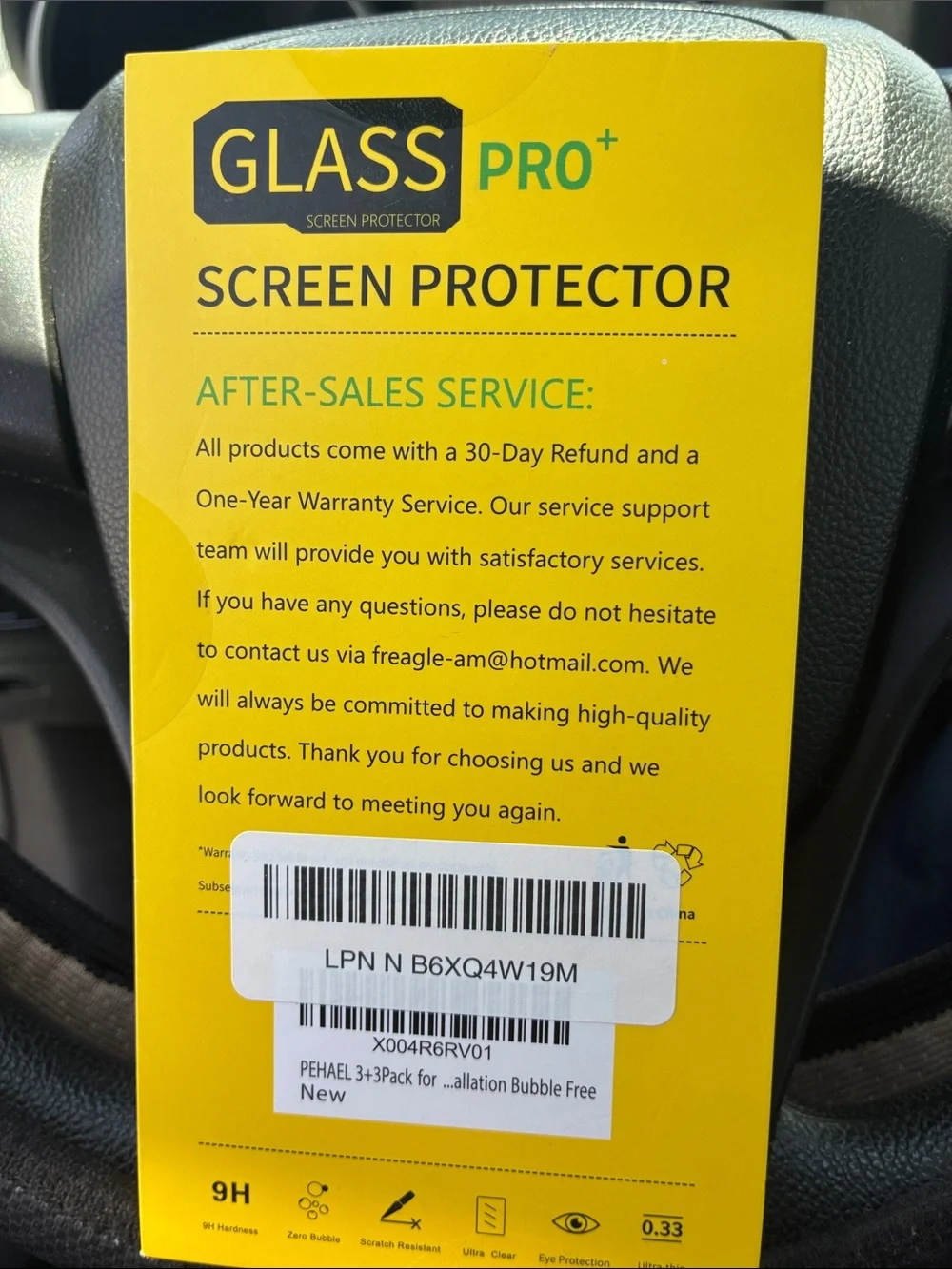 PEHAEL Premium Tempered Glass Screen Protector - Yellow & Purple Packaging